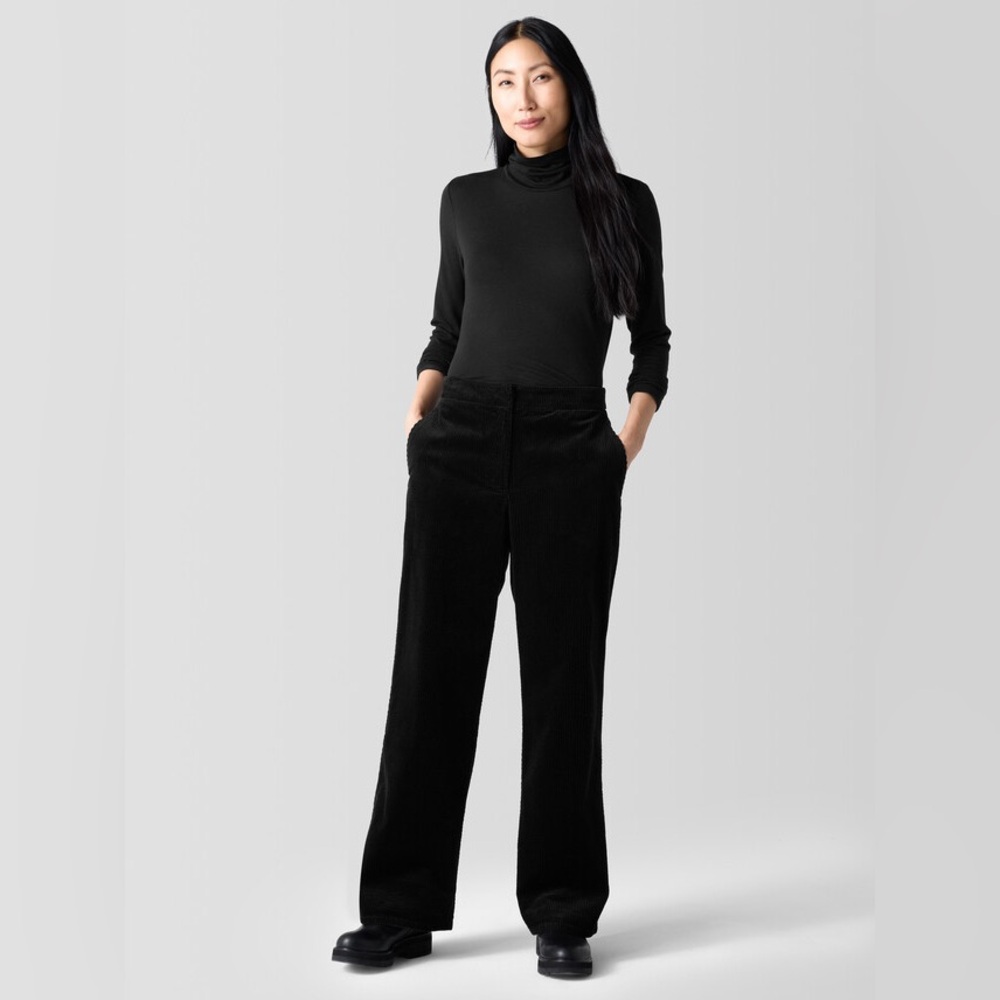 Eileen Fisher Organic Cotton Wide Leg Corduroy Pants Brown Size Large